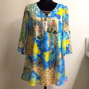 V Cristina Womens multicolored blouse